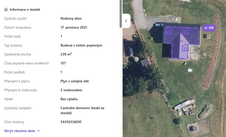 Přehledné informace katastrálního úřadu